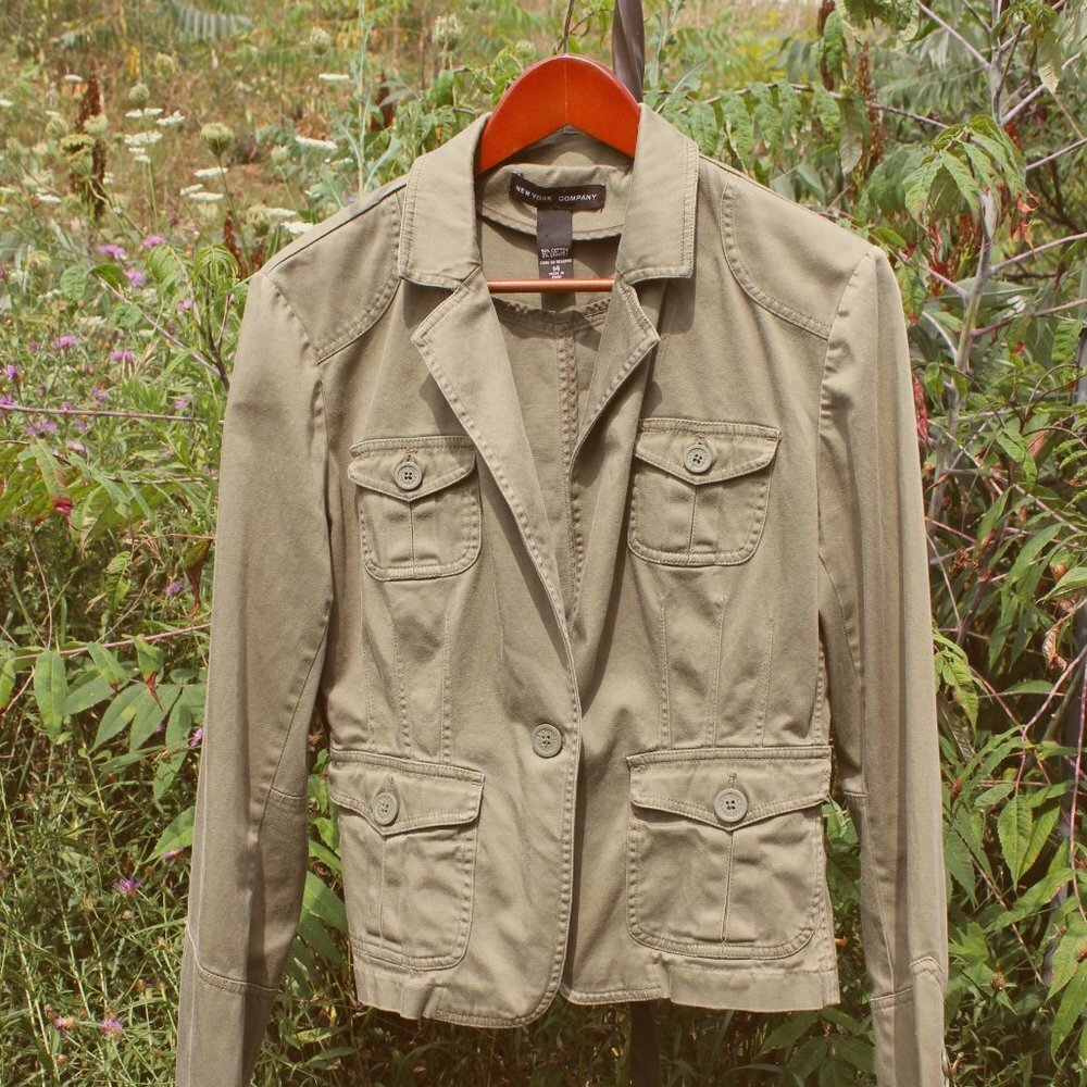 New York & Co. Army Green Cargo/ Military Jacket
